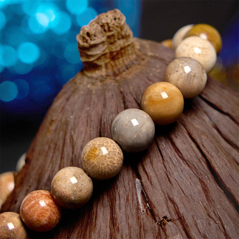 Stone of buddha Fossil Coral Compassion Bracelet