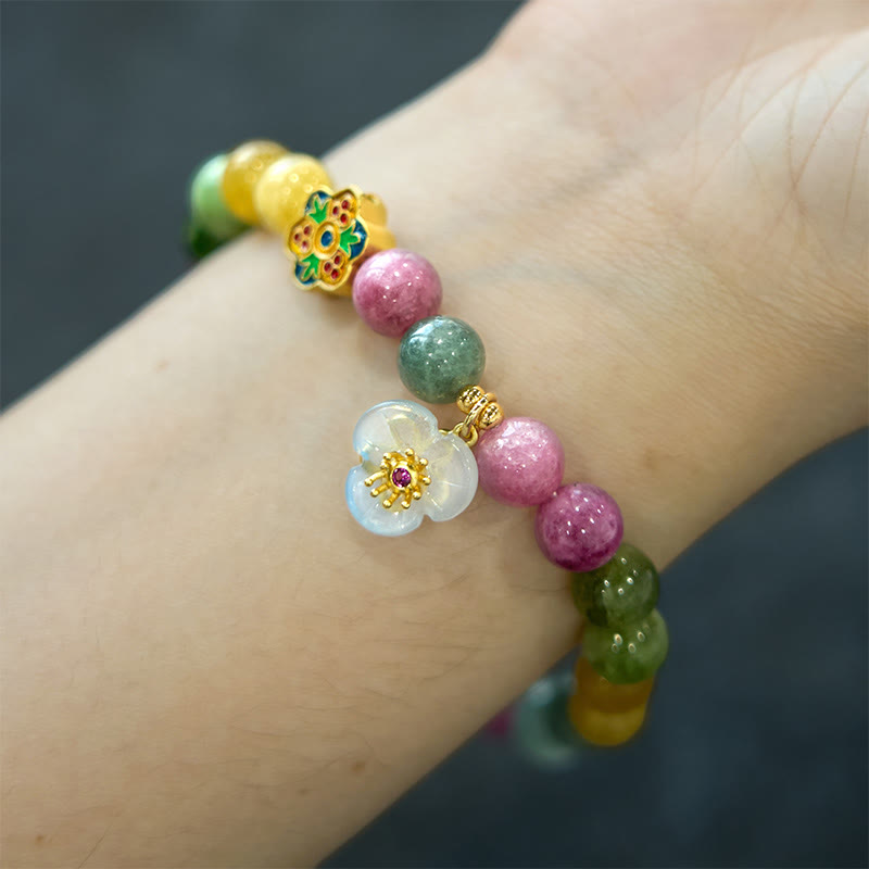 Stone of buddha Tourmaline Wisdom Flower Bracelet