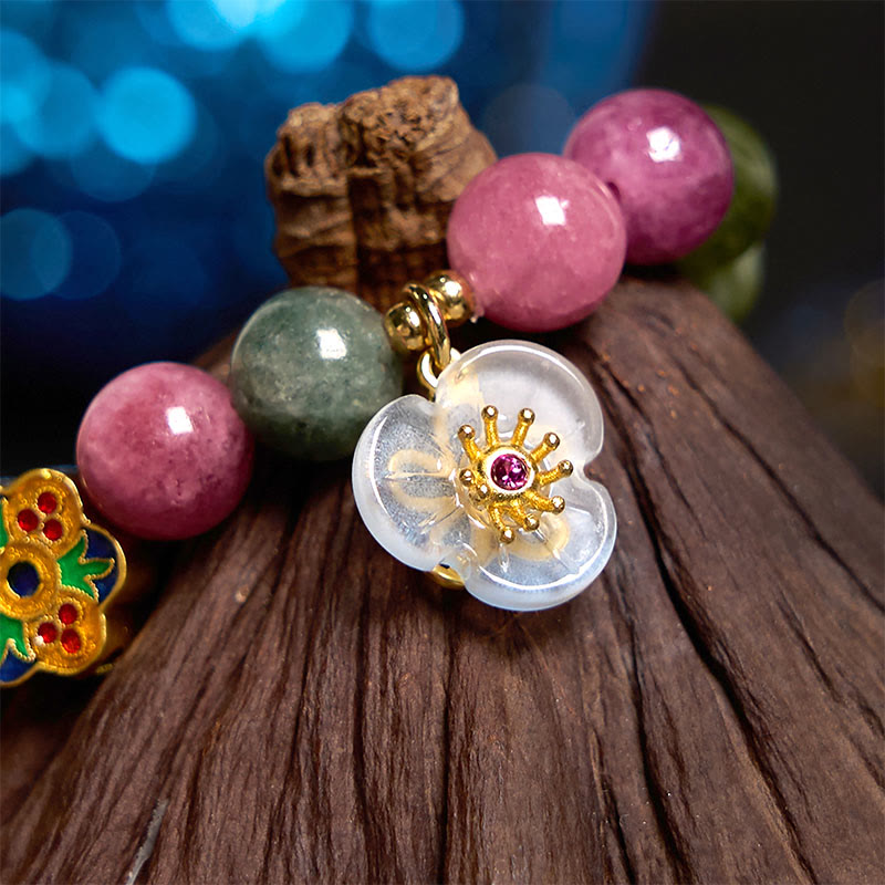Stone of buddha Tourmaline Wisdom Flower Bracelet