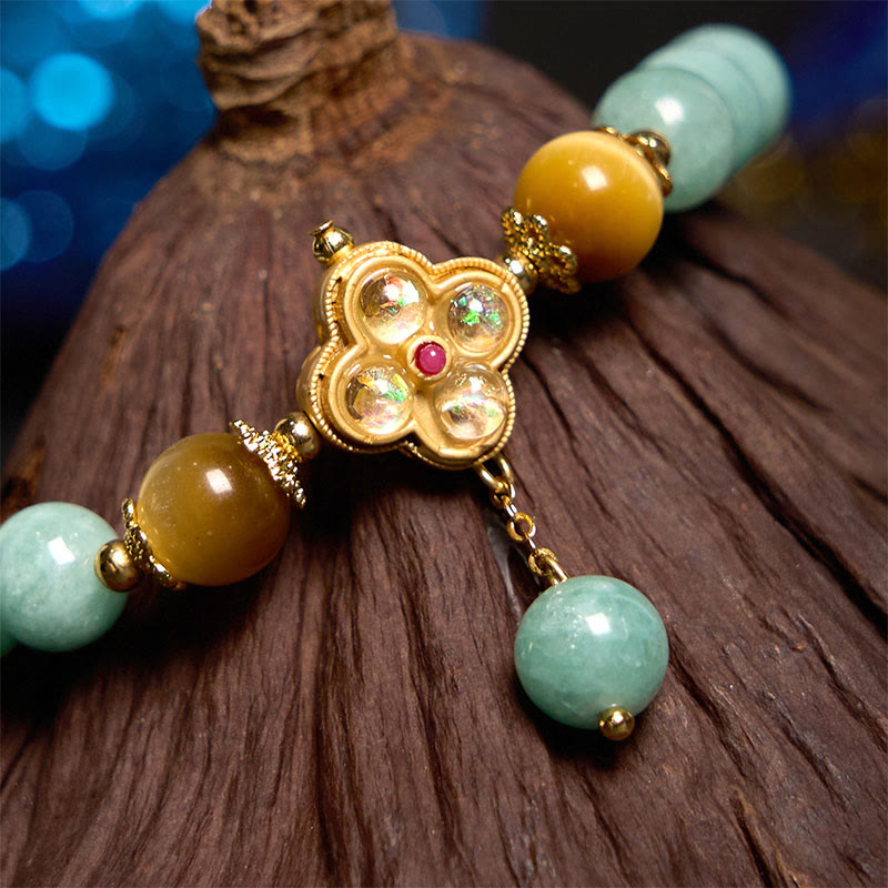 Stone of buddha Jade Yellow Tiger Eye Prosperity Bracelet
