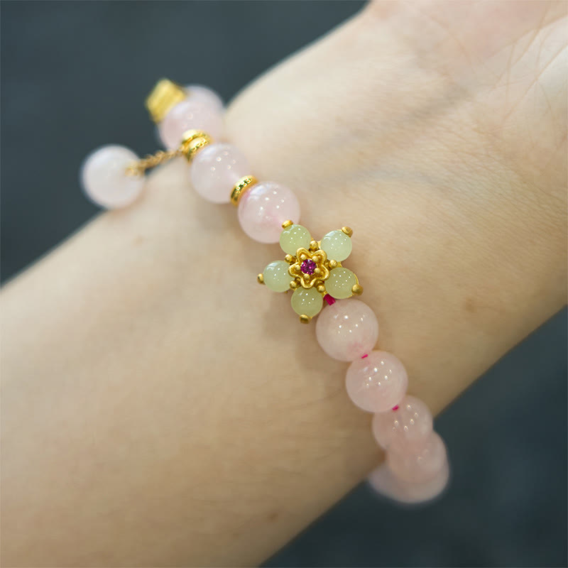 Stone of buddha Pink Crystal Citrine Flower Warmth Bracelet