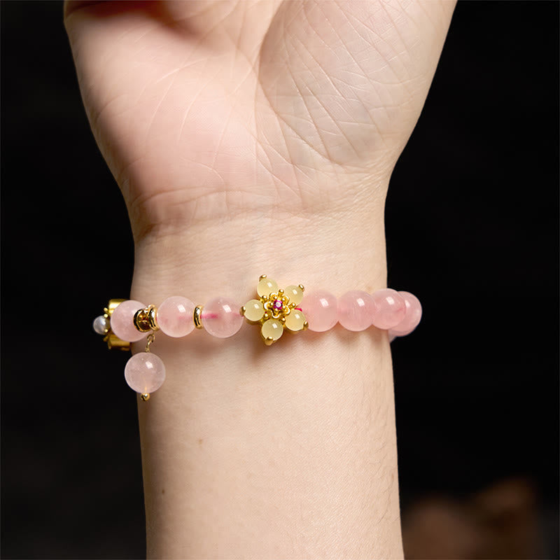 Stone of buddha Pink Crystal Citrine Flower Warmth Bracelet