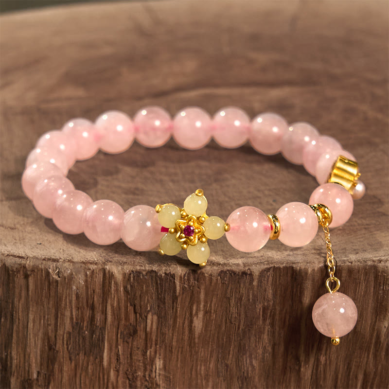 Stone of buddha Pink Crystal Citrine Flower Warmth Bracelet