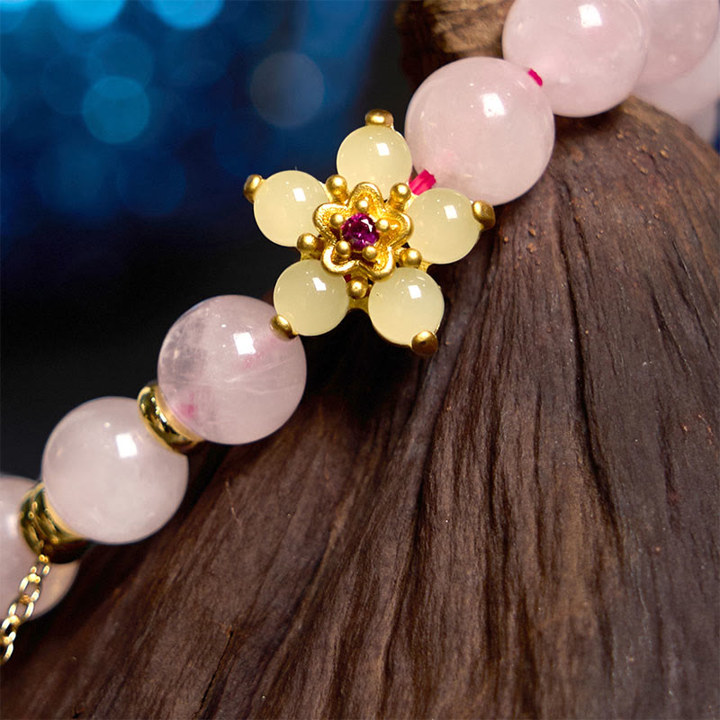 Stone of buddha Pink Crystal Citrine Flower Warmth Bracelet