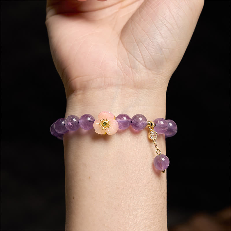 Stone of buddha Amethyst Peach Blossom Fortune Meditation Bracelet