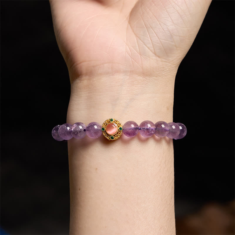 Stone of buddha Amethyst Peach Blossom Fortune Meditation Bracelet