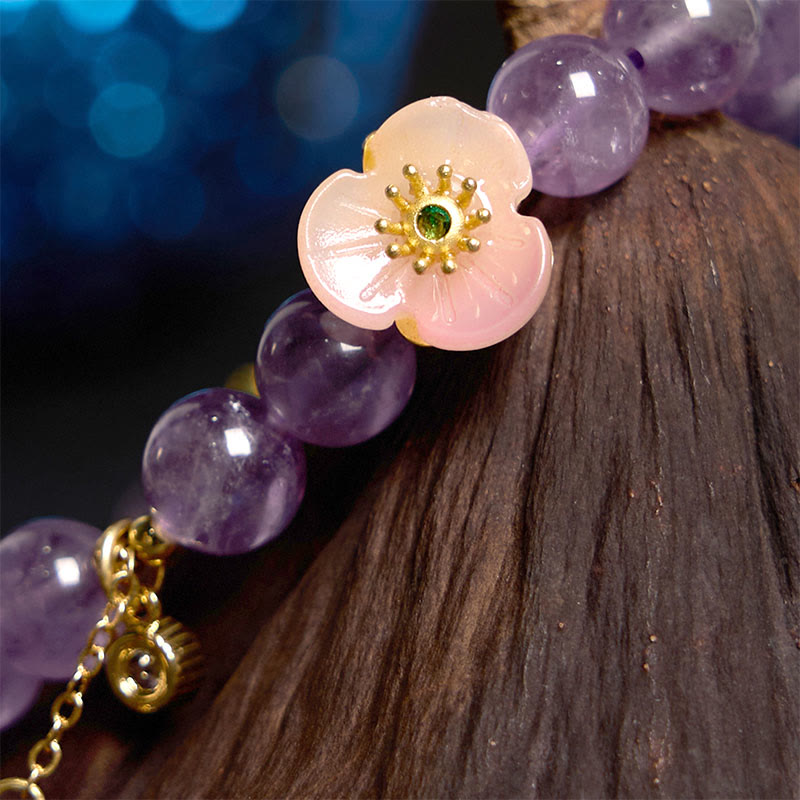 Stone of buddha Amethyst Peach Blossom Fortune Meditation Bracelet