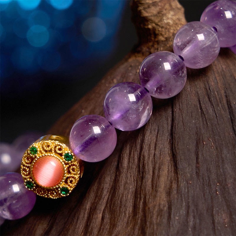 Stone of buddha Amethyst Peach Blossom Fortune Meditation Bracelet