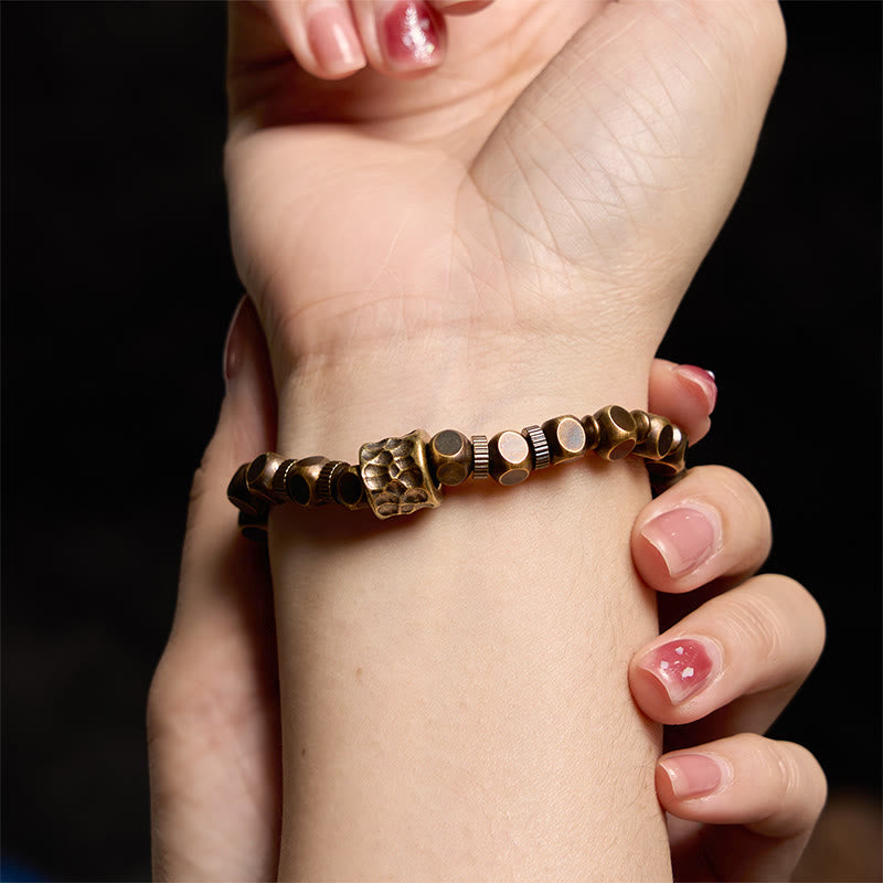 Stone of buddha Copper Meteorite Pattern Balance Bracelet