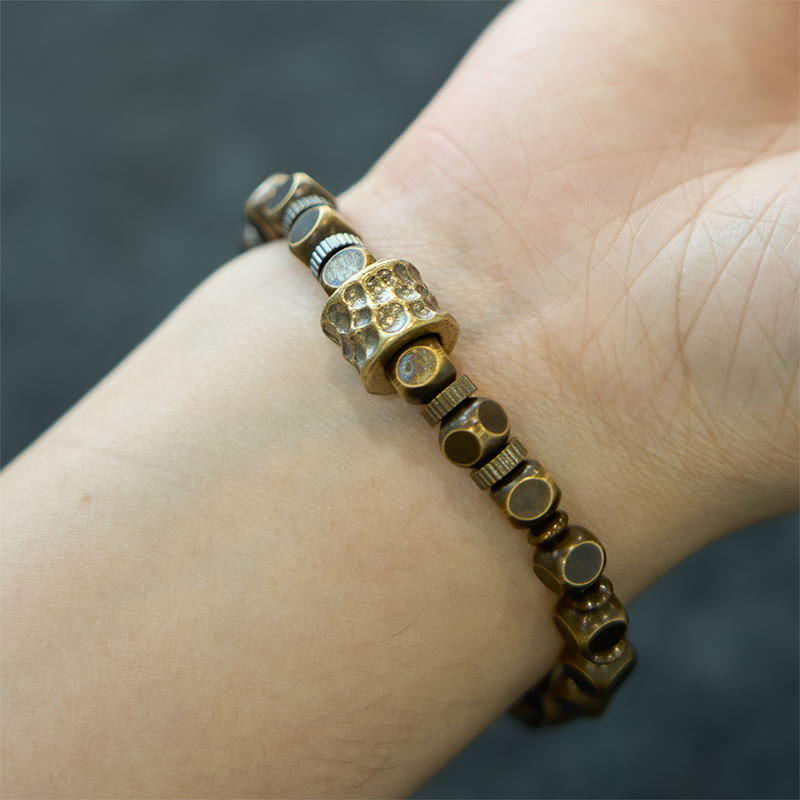 Stone of buddha Copper Meteorite Pattern Balance Bracelet