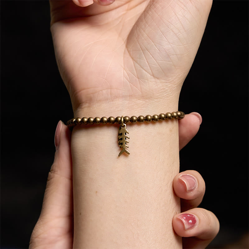 Stone of buddha Copper Fish Bone Healing Bracelet