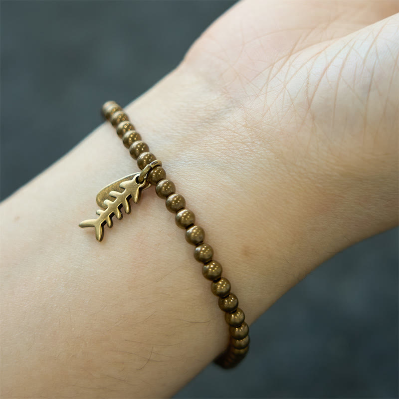 Stone of buddha Copper Fish Bone Healing Bracelet