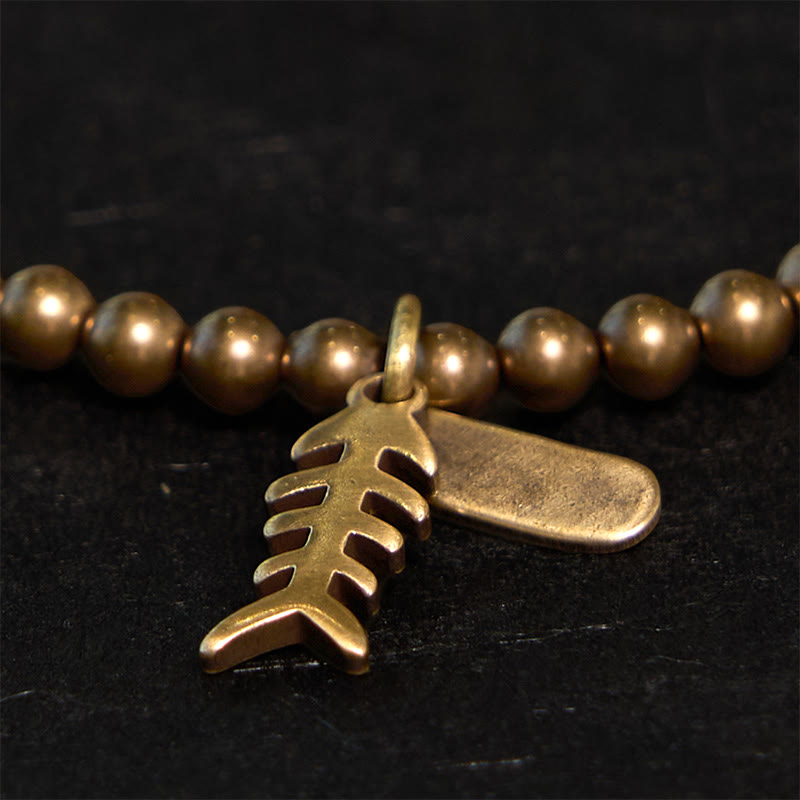 Stone of buddha Copper Fish Bone Healing Bracelet