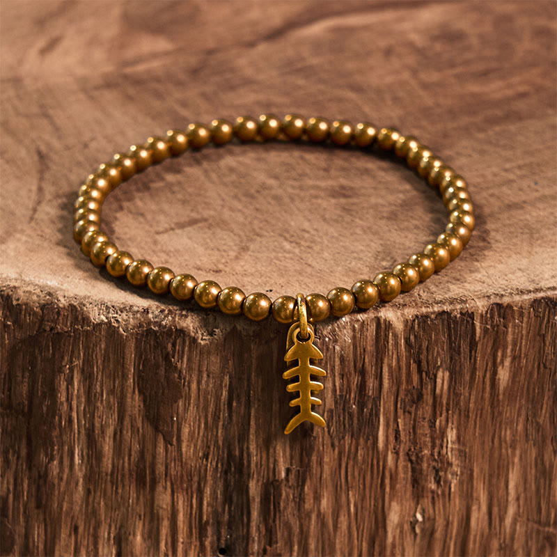 Stone of buddha Copper Fish Bone Healing Bracelet