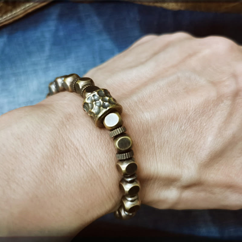 Stone of buddha Copper Meteorite Pattern Balance Bracelet