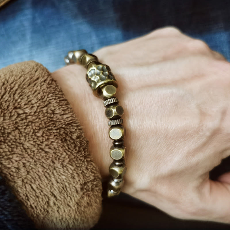 Stone of buddha Copper Meteorite Pattern Balance Bracelet