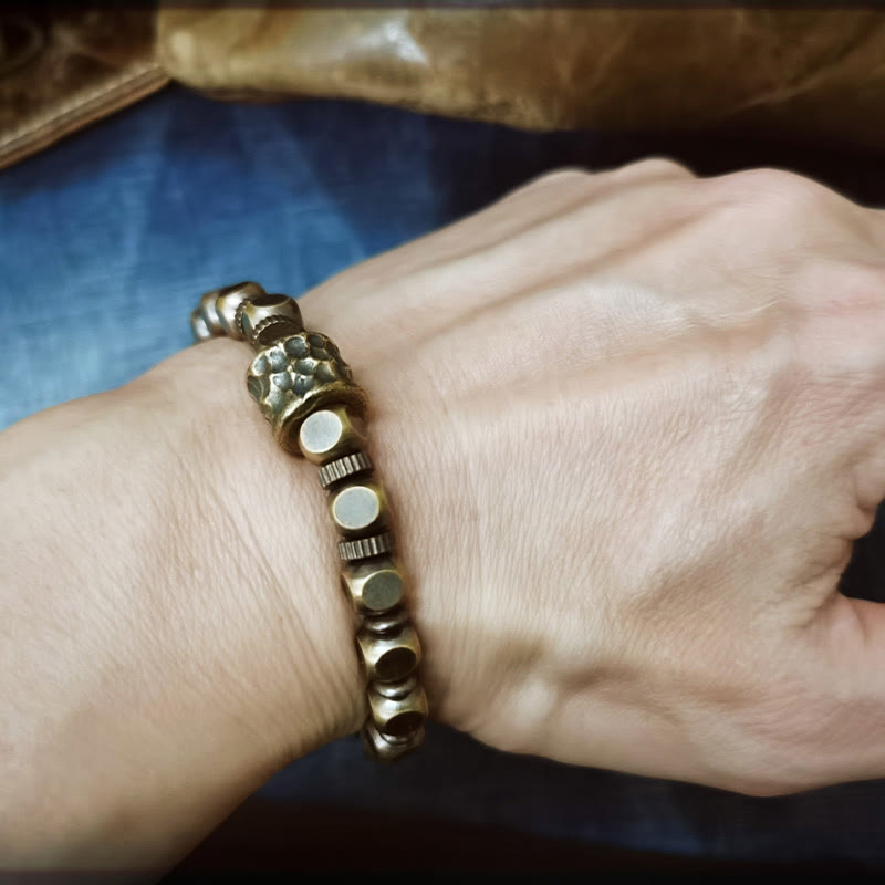 Stone of buddha Copper Meteorite Pattern Balance Bracelet