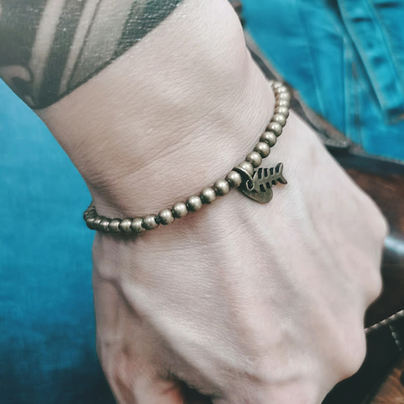 Stone of buddha Copper Fish Bone Healing Bracelet