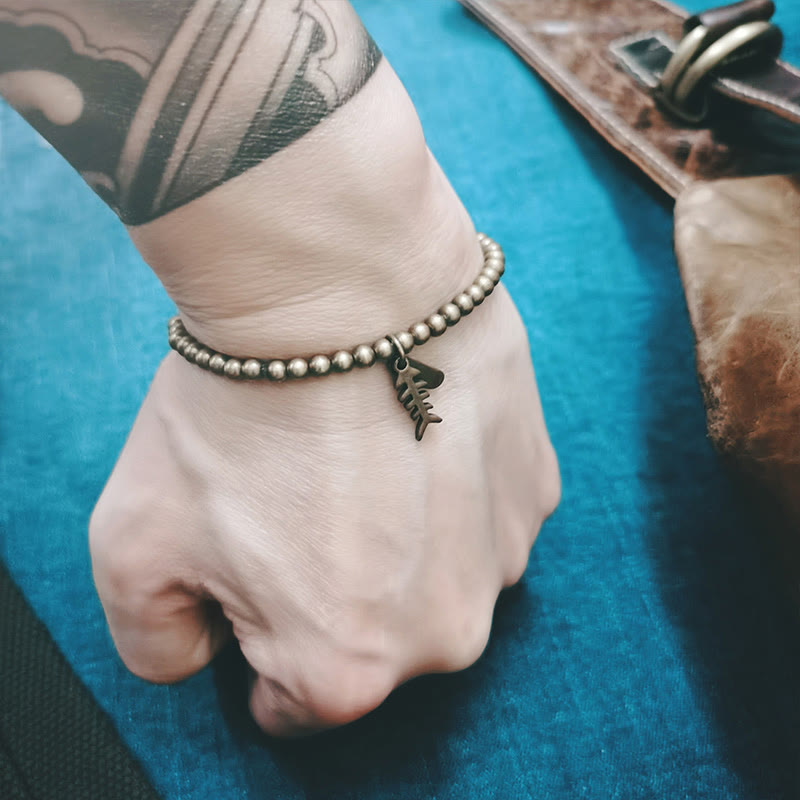 Stone of buddha Copper Fish Bone Healing Bracelet