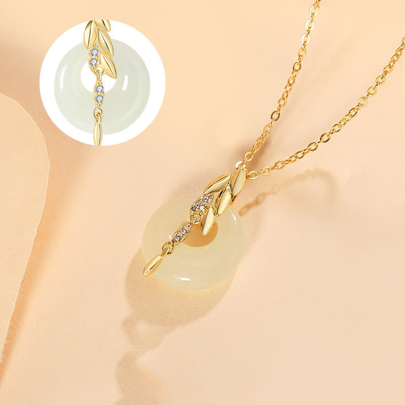 Stone of buddha Hetian Jade 925 Sterling Silver Wheat Luck Necklace Pendant