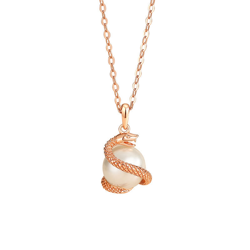 Stone of buddha 925 Sterling Silver Pearl Year Of The Snake Balance Blessing Necklace Pendant