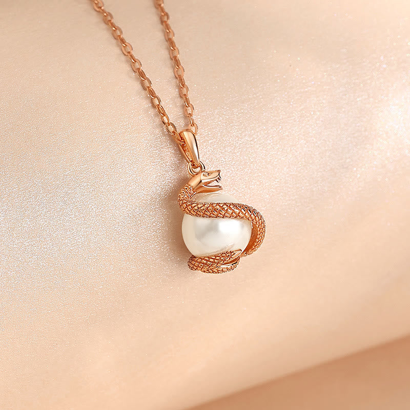 Stone of buddha 925 Sterling Silver Pearl Year Of The Snake Balance Blessing Necklace Pendant