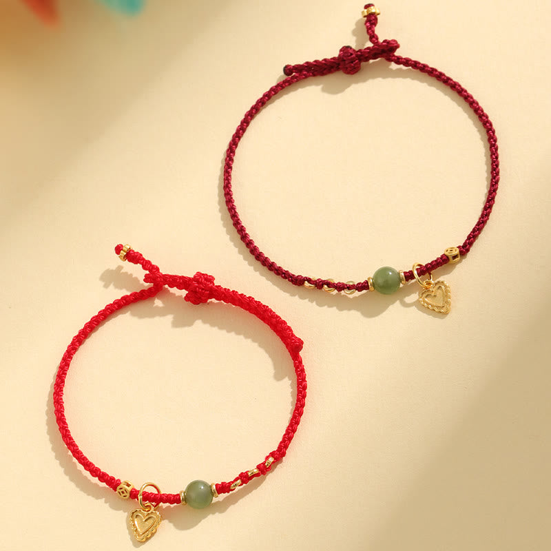 Stone of buddha 925 Sterling Silver Hetian Jade Bead Copper Coin Love Heart Charm Luck Bracelet