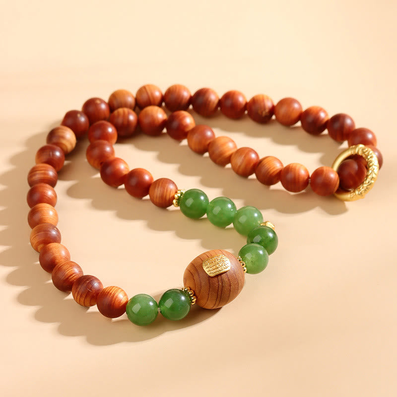 Stone of buddha Thuja Sutchuenensis Green Chalcedony Double Wrap Prosperity Bracelet