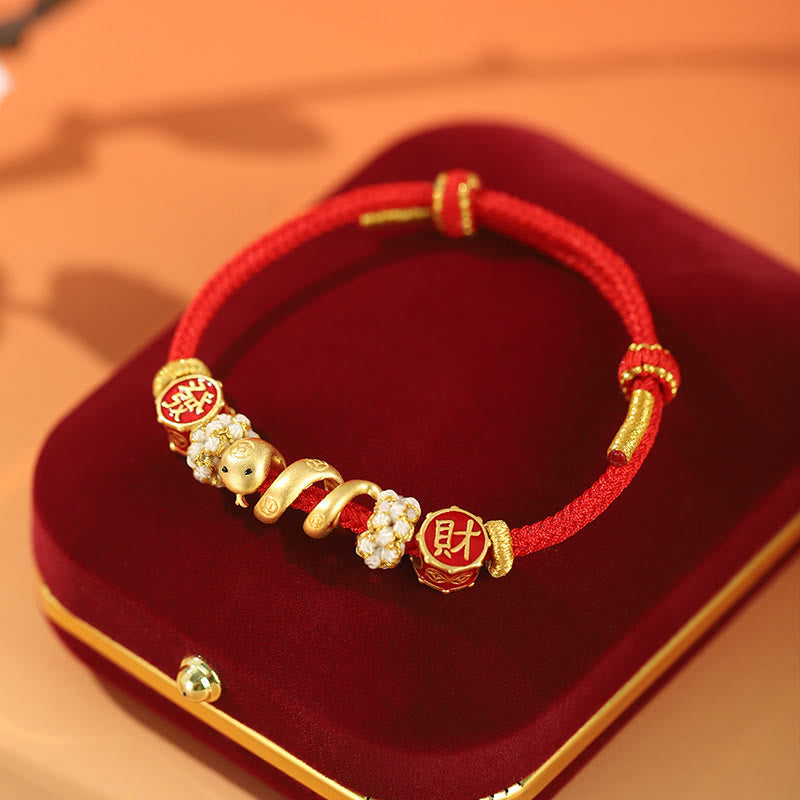 Stone of buddha 925 Sterling Silver Year Of The Snake Golden Snake Luck Prosperous Bracelet Necklace Pendant