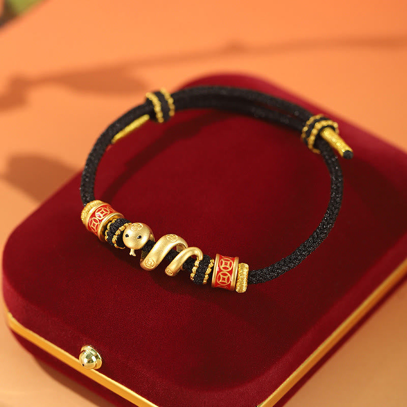 Stone of buddha 925 Sterling Silver Year Of The Snake Golden Snake Luck Prosperous Bracelet Necklace Pendant