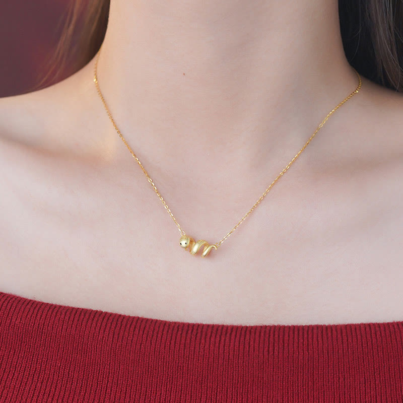 Stone of buddha 925 Sterling Silver Year Of The Snake Golden Snake Luck Prosperous Bracelet Necklace Pendant