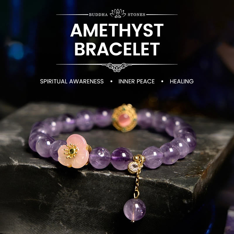 Stone of buddha Amethyst Peach Blossom Fortune Meditation Bracelet
