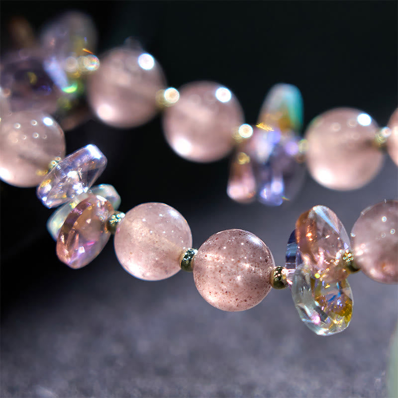 Stone of buddha Strawberry Quartz Crystal Gourd Positive Bracelet