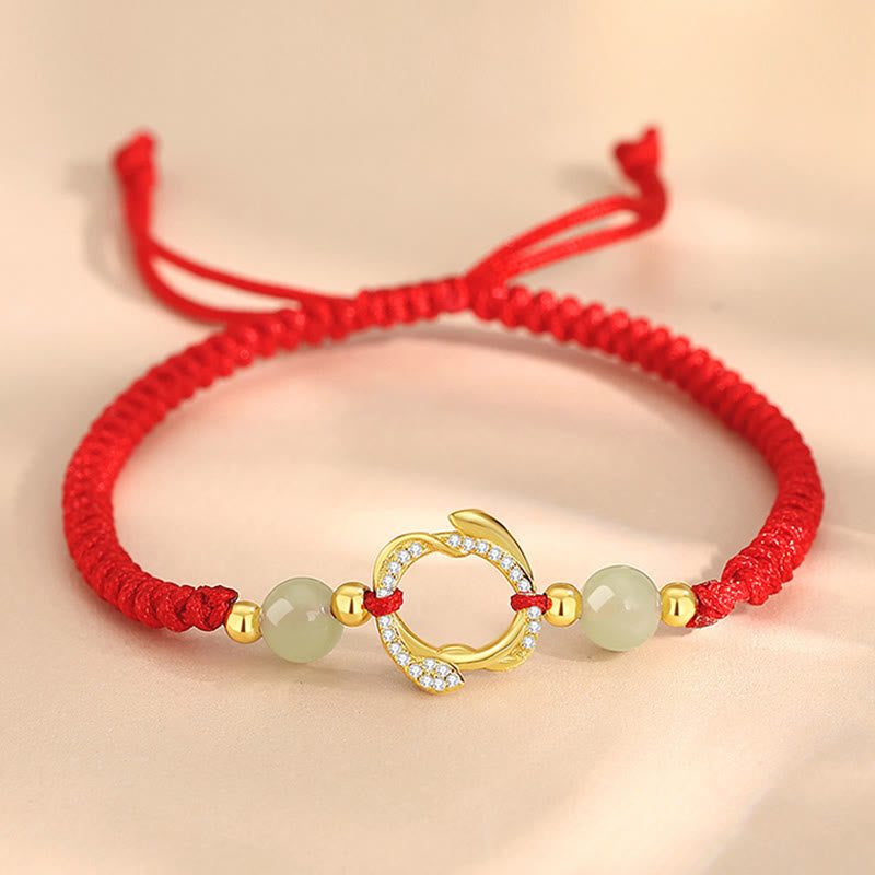 Stone of buddha Red String Hetian Jade 925 Sterling Silver Cubic Zirconia Year of the Snake Protection Bracelet