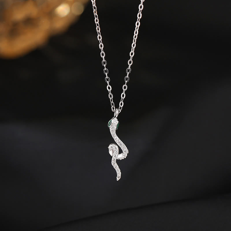 Stone of buddha 925 Sterling Silver Year Of The Snake Green-eyed Snake Blessing Necklace Pendant