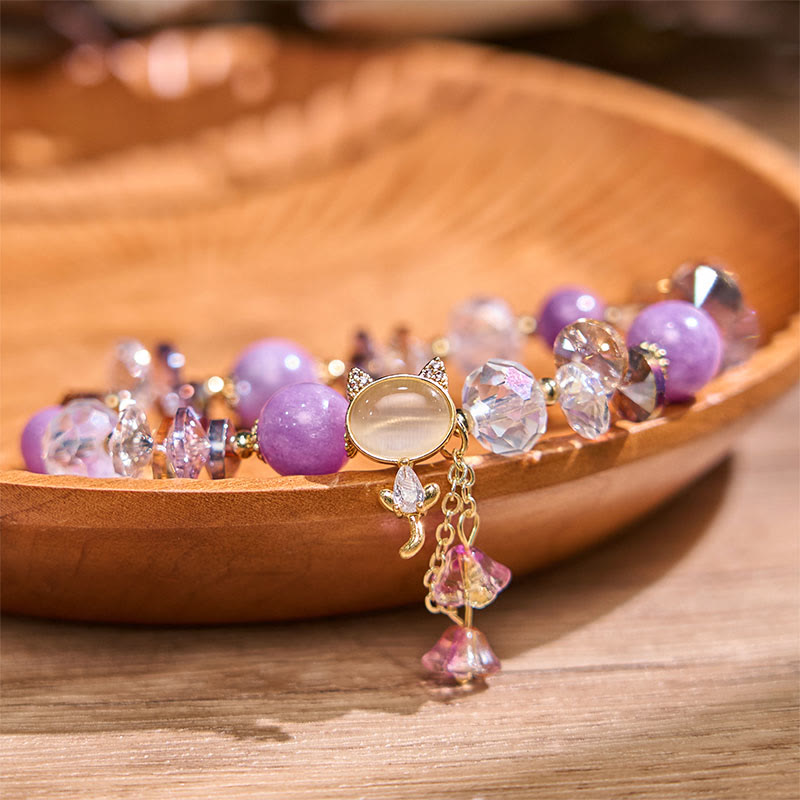 Stone of buddha Amethyst Green Crystal Red Crystal Cat Balance Bracelet