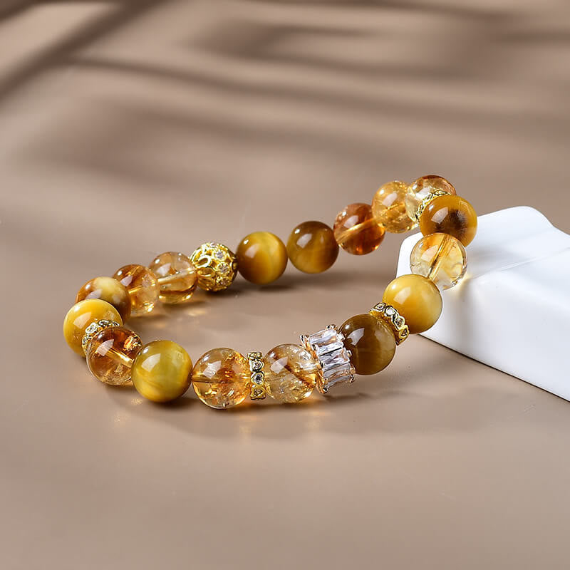 Stone of buddha Natural Tiger Eye Citrine Beads Strength Courage Bracelet