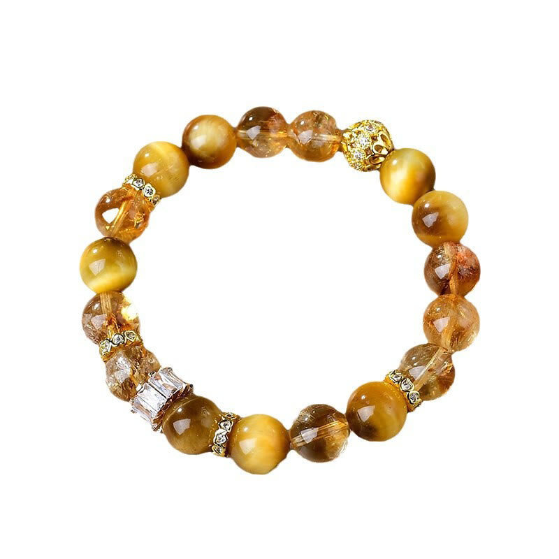 Stone of buddha Natural Tiger Eye Citrine Beads Strength Courage Bracelet