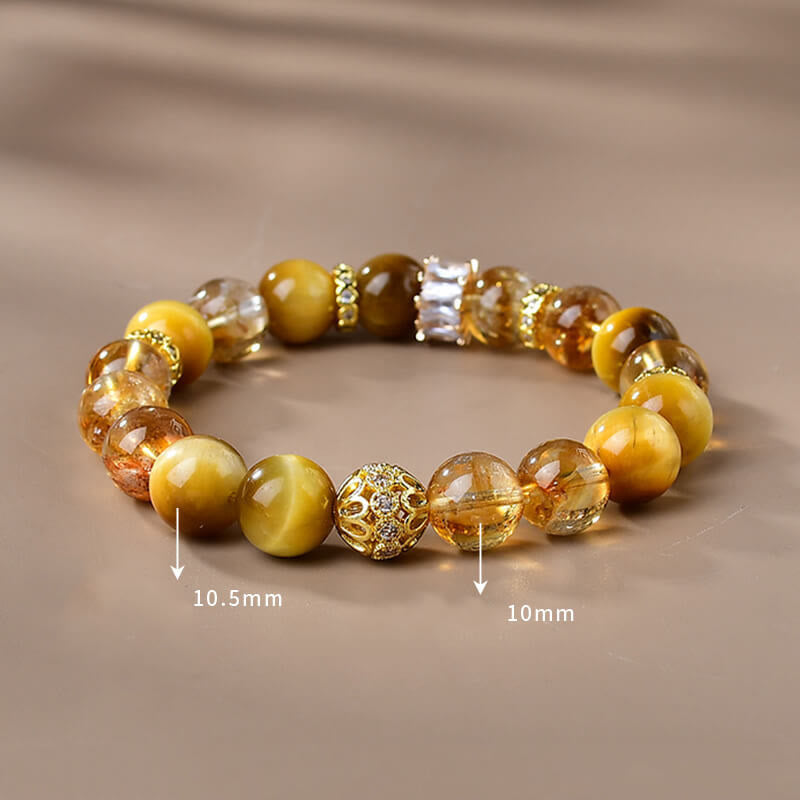 Stone of buddha Natural Tiger Eye Citrine Beads Strength Courage Bracelet