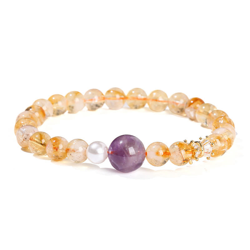 Stone of buddha Natural Citrine Amethyst Prosperity Bracelet