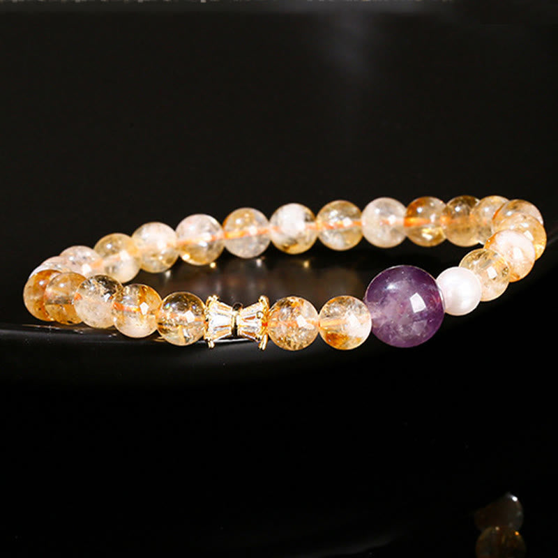 Stone of buddha Natural Citrine Amethyst Prosperity Bracelet