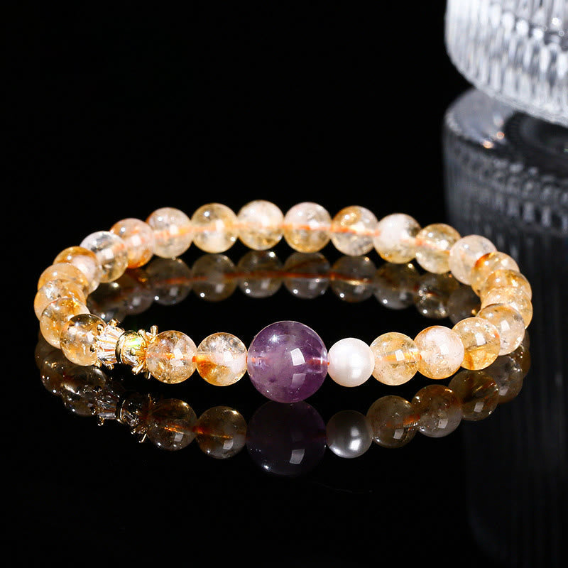 Stone of buddha Natural Citrine Amethyst Prosperity Bracelet