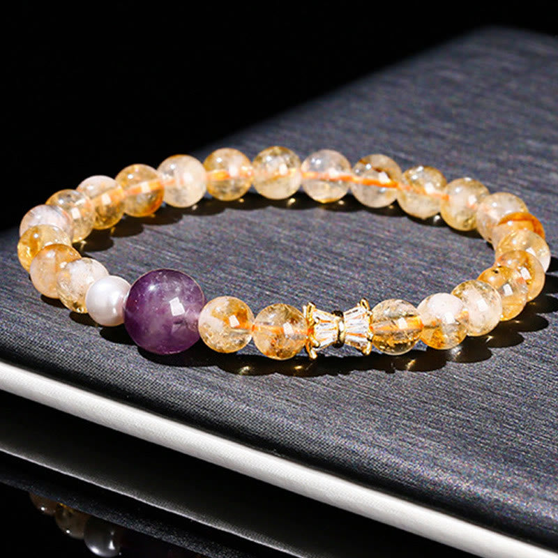 Stone of buddha Natural Citrine Amethyst Prosperity Bracelet