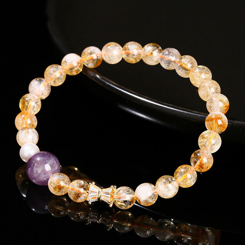 Stone of buddha Natural Citrine Amethyst Prosperity Bracelet