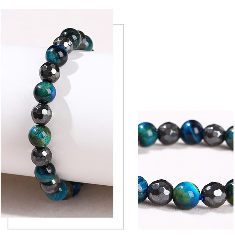 Stone of buddha 2Pcs Hematite Tiger Eye Blue Tiger Eye Powerful Bracelet Set