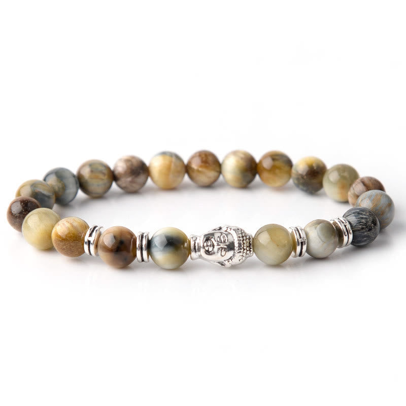 Stone of buddha Blue Green Red Tiger Eye Buddha Head Balance Bracelet