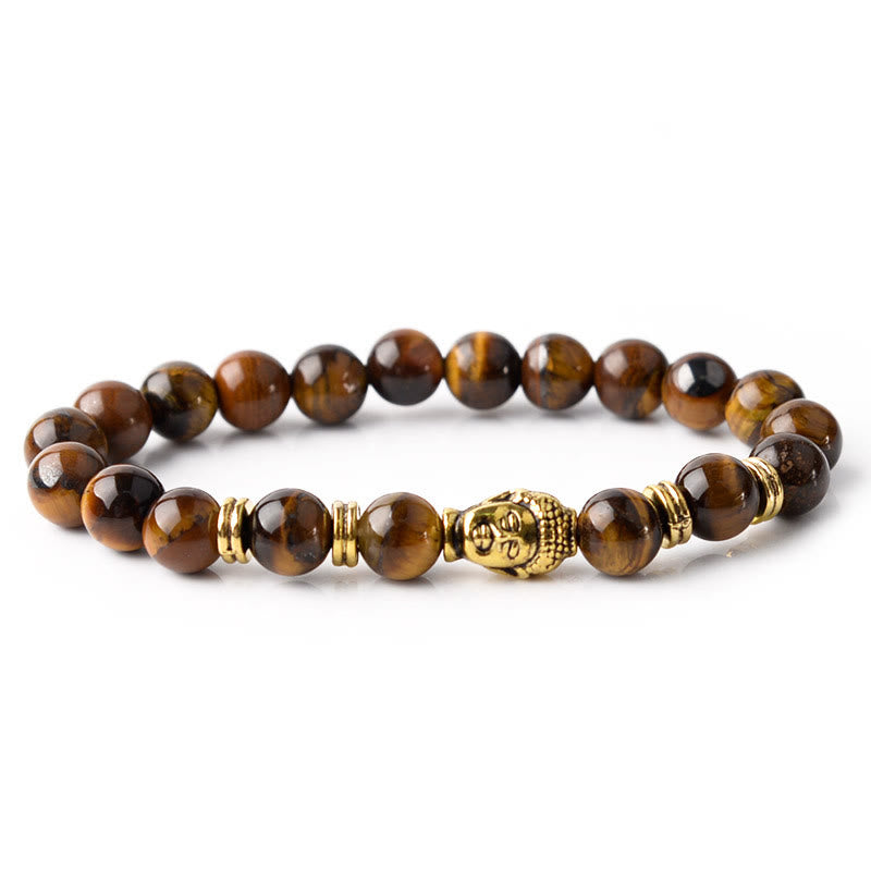 Stone of buddha Blue Green Red Tiger Eye Buddha Head Balance Bracelet