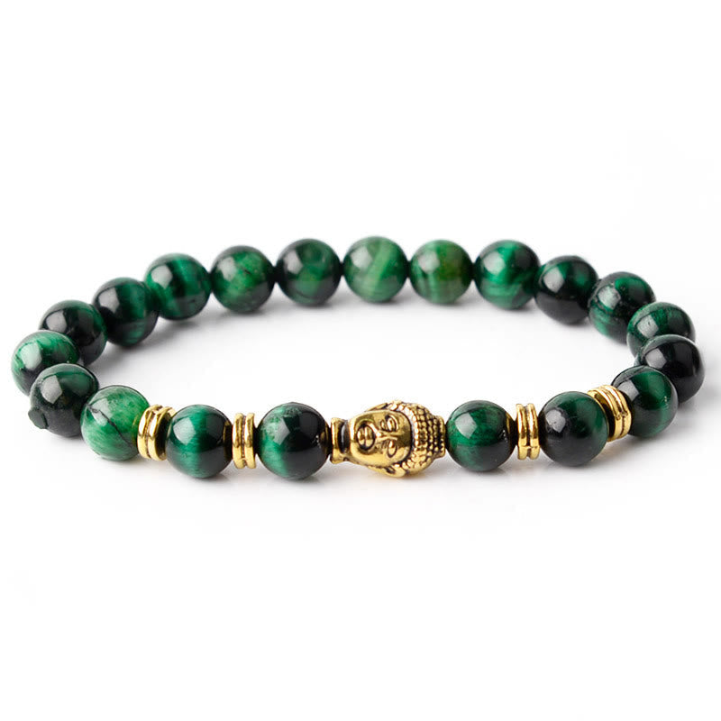 Stone of buddha Blue Green Red Tiger Eye Buddha Head Balance Bracelet
