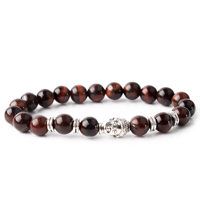 Stone of buddha Blue Green Red Tiger Eye Buddha Head Balance Bracelet
