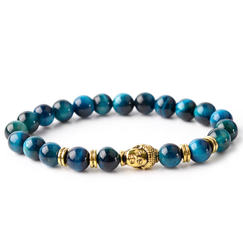 Stone of buddha Blue Green Red Tiger Eye Buddha Head Balance Bracelet